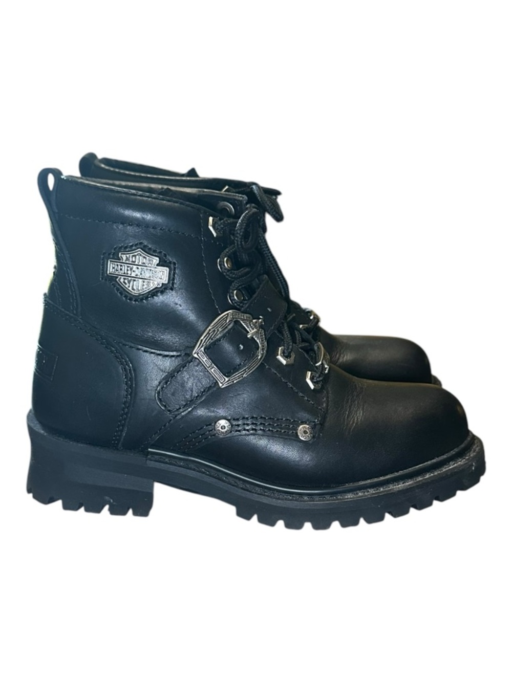 Harley-Davidson Faded Glory Motorcycle Boots Black Lace Up Leather 7.5 NWT